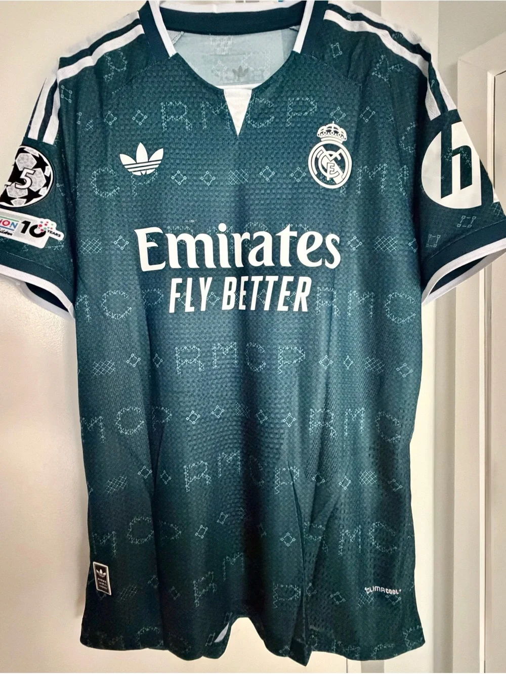 Mbappe  Real Madrid Dark Green Emirates Fly Better Football Jersey player versio